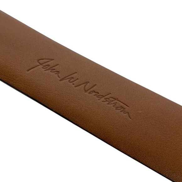 John W Nordstrom Mens Handcrafted Leather Belt Sz 42 Black Silvertone Buckle USA - Picture 3 of 6